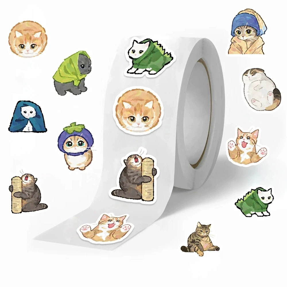 500PCS Cute Cartoon Cat Reward Stationery Notebook Stickers