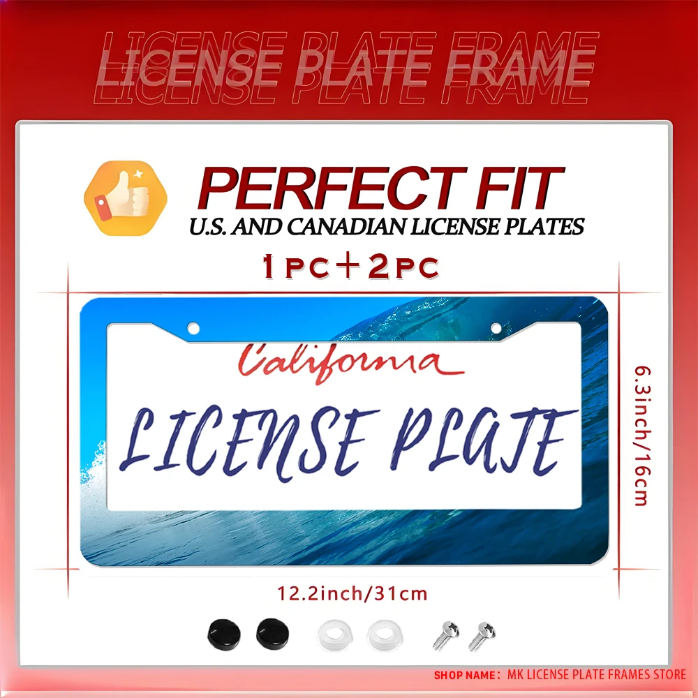 

Blue Ocean — алюминиевая рамка номерного знака с 2 отверстиями и набором винтов, новинка и забавное украшение автомобиля, 6x12 дюймов