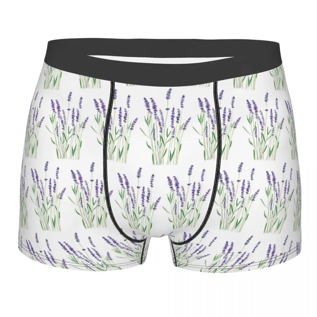 Boxer Underpants Shorts Hand Painted Purple Lavender Panties Male Breathable Underwear for Homme Man Boyfriend Gift