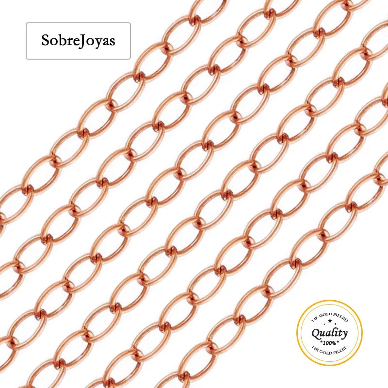 

Кабельная цепочка с наполнителем из розового золота 14 карат, ширина 2,6 мм, незаконченная цепочка для удлинителей, фурнитура для ювелирных изделий своими руками, оптовая продажа цепочки