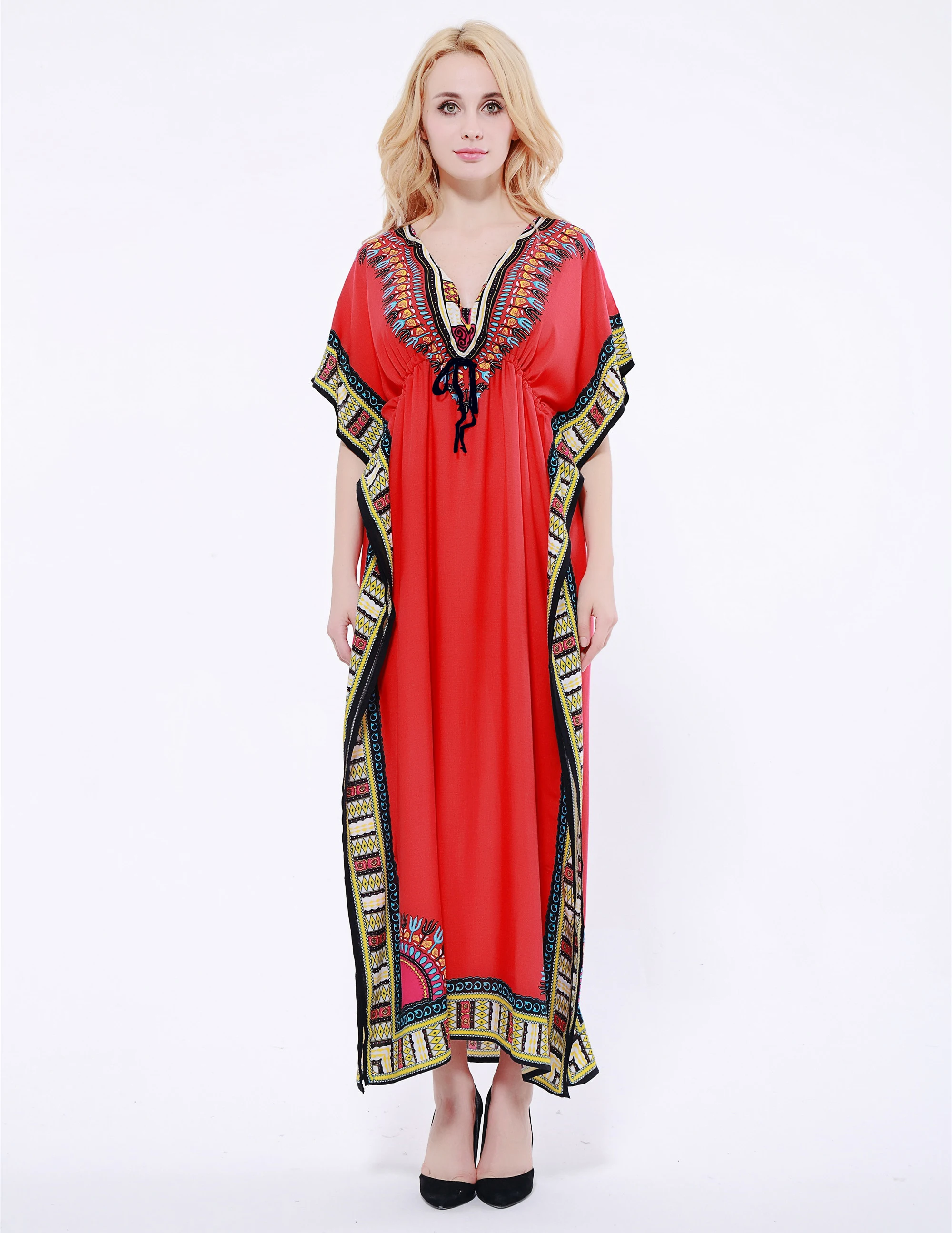 Pretty Summer Dress Contrast Color Comfortable Dress LONG Length Women Dress New Women Indie Folk Dashiki Fashion Traditional