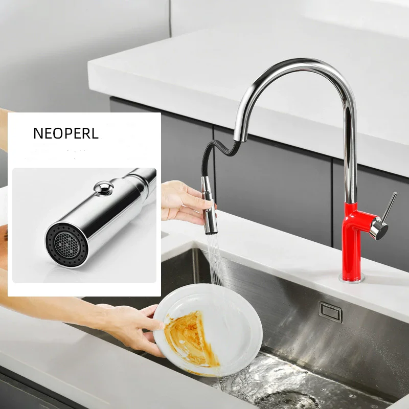 

Смеситель для кухонной мойки, щетка, розовое золото, смеситель для раковины, вращающийся медный бессвинцовый смеситель для раковины, горячий и холодный кухонный смеситель, новый