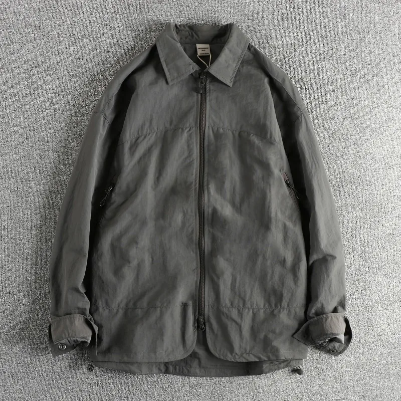 Harajuku Functional Retro Trend Design Cargo Jacket Men's Mesh Breathable Inner Loose Youth Trench Coat Quick Dry Outdoor Style