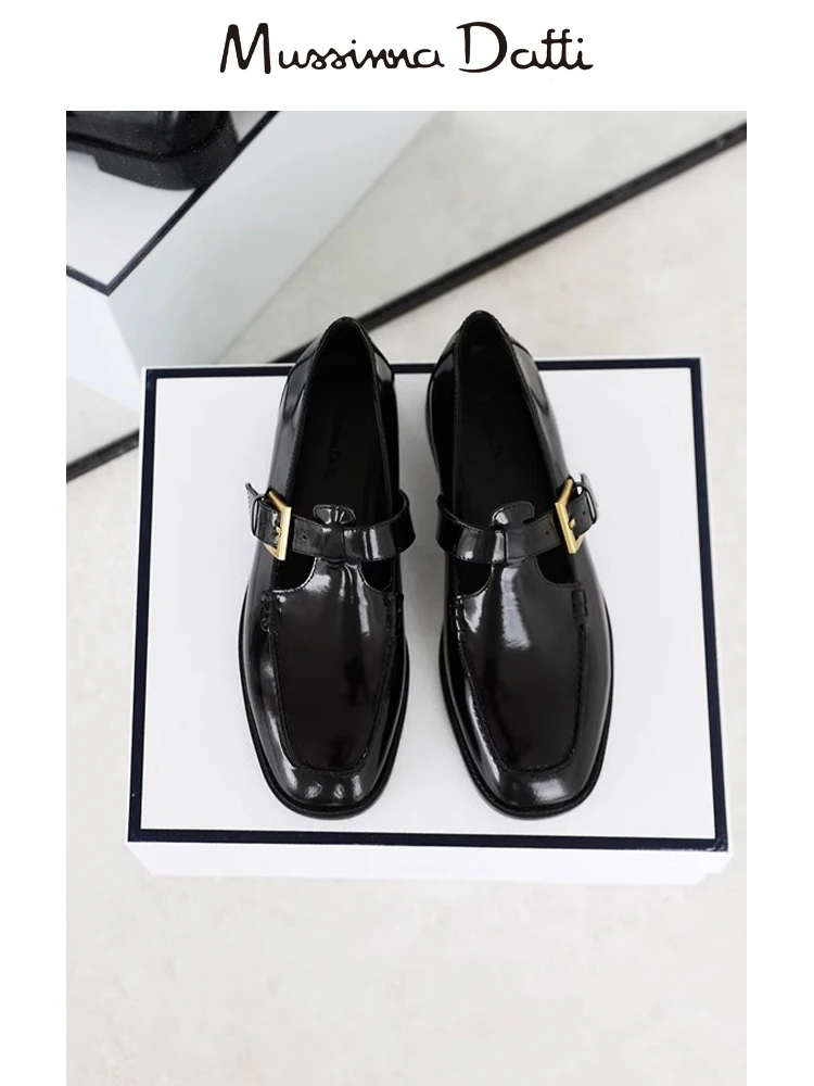 Murrinna Daffi 2024 New Fashion Women Shoes Loafers Platform Women Cow Leather Round Toe Slip on Ladies Chunky Heel Shoes