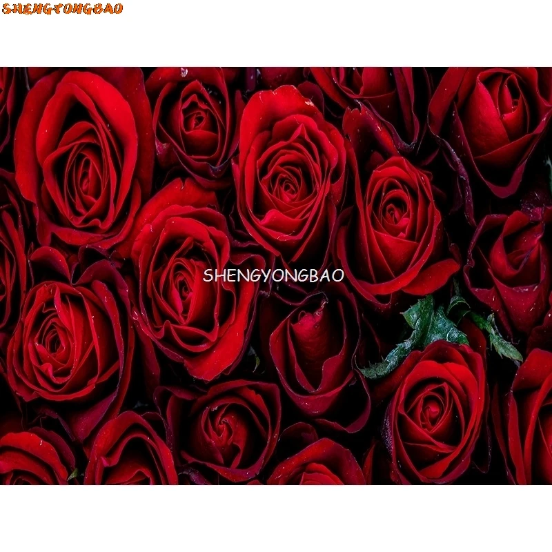 SHENGYONGBAO Valentine's Day Photography Backdrops Wooden Board Flower Party Backgrounds Birthday Decor Photo Backdrop QMH-02