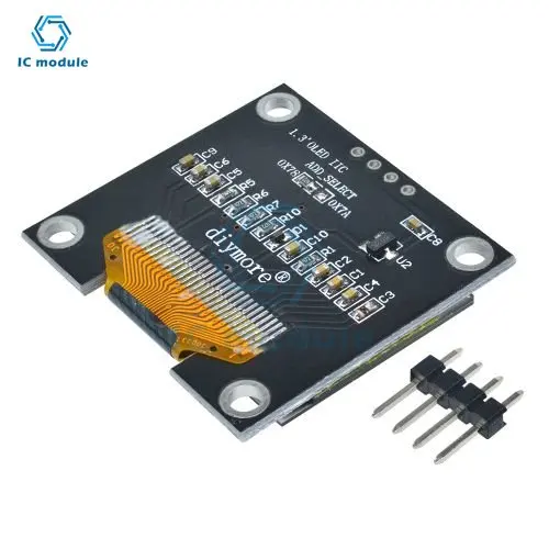 Imagem -03 - Módulo de Exibição Oled para Arduino Placa de Tela Lcd Serial Iic Branco Azul 128x64 12864 1.3 4pin