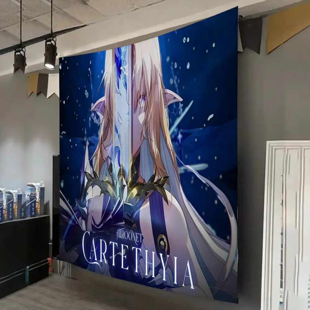 Wuthering Waves Cartethyia Tapestry Custom Living Bedroom Party Dormitory Interior Wall Bohemian Decoration Attached Clip