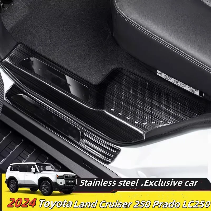 

For Toyota Land Cruiser 250 Prado LC250 2024 inner car Door Sill Scuff Plate Door Welcome Pedal Threshold Bar Cover accesorios