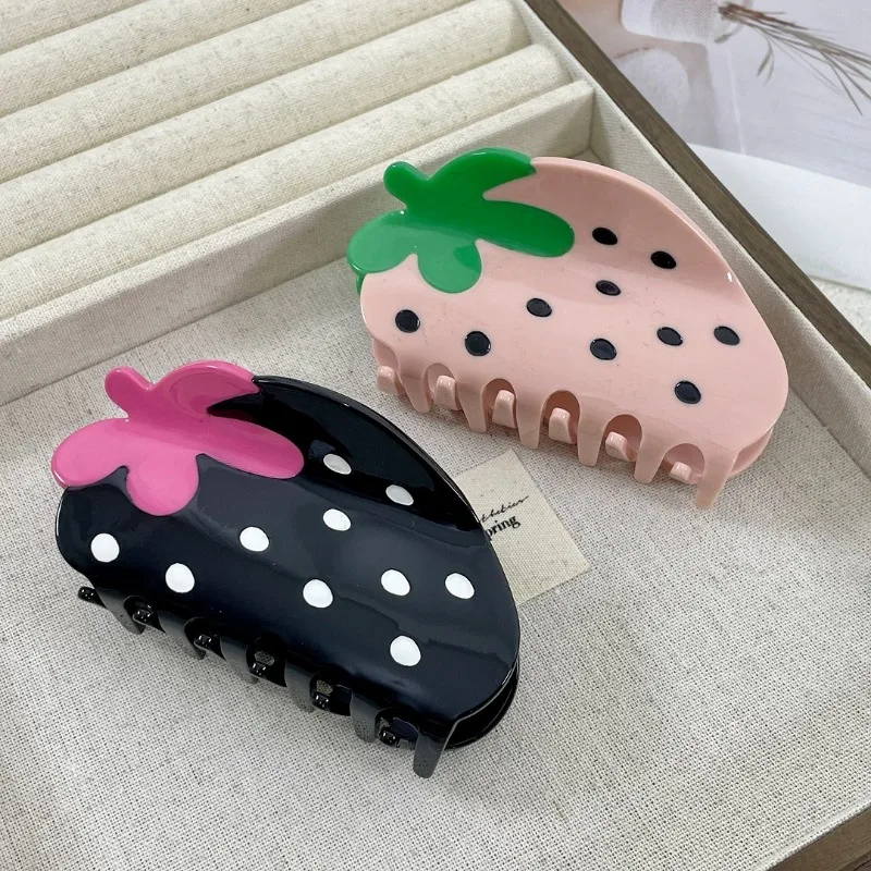 Cute Cartoon Fruit Series Hair Claw Acetate Strawberry Banana Pineapple Crab Hair Clip Shark Clips Hair Accessories for Woman