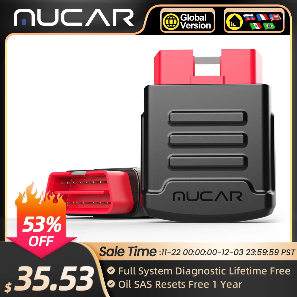 MUCAR BT200 OBD2 Scanner Bluetooth Life-time WiFi Update Car Diagnostic Scanner for All Cars Code Reader Scan Tools Auto Vin