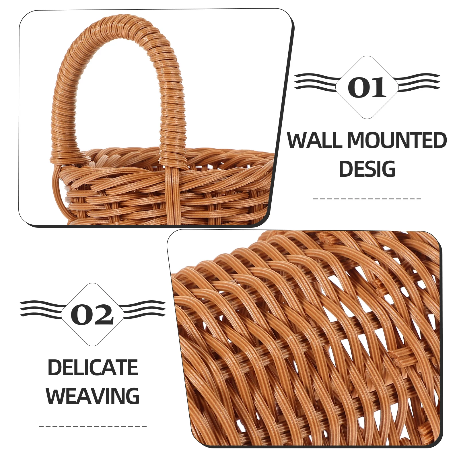

Wall Hanging Woven Storage Basket For Kitchen Garlic Ginger Eggs Seasonings Large Hanging Organizer Space-Saving