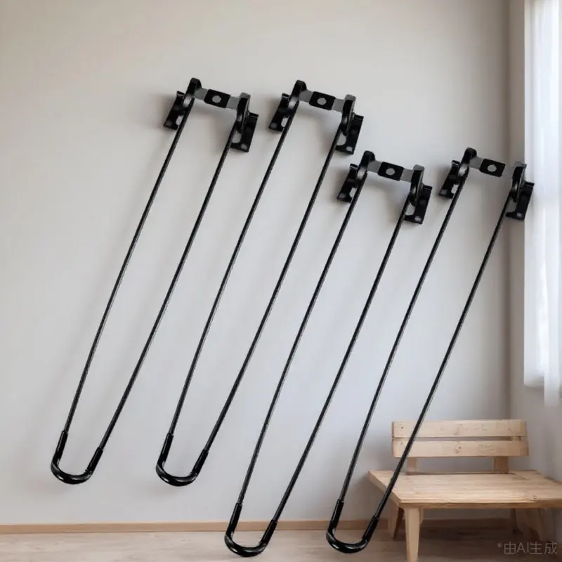 

4Pcs Metal Table Legs Iron Folding Sturdy Furniture Support Bed Computer Desk Replacement Desk Leg Black Table Leg