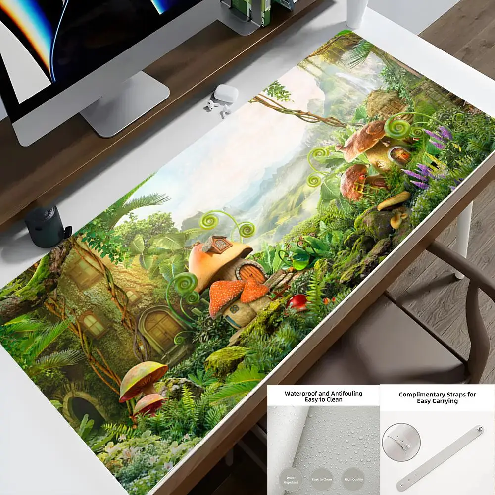 Plants Mushroom Flowers Mouse Pad 90X40 cm Office Desk Protector Mat PU Leather Waterproof Mouse Pad Desktop lovers Keyboard Des