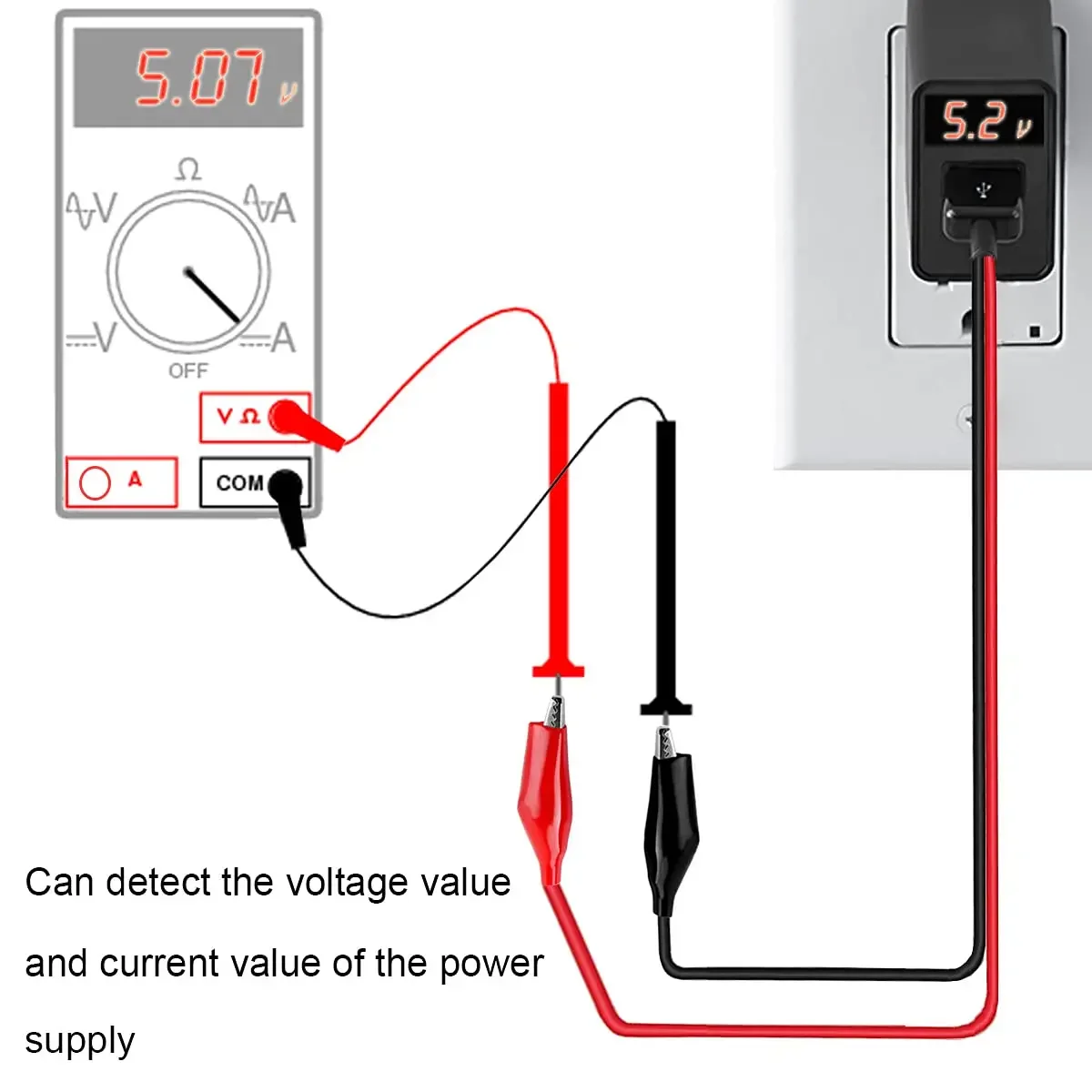 Alligator Clip to USB, Crocodile Clamps to USB Type-A Male Connector Cable Copper Test Leads for Testing Circuit Power Supply image 5