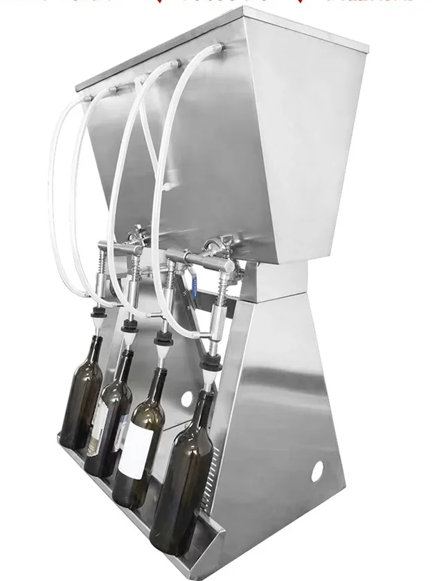 4 Spout Gravity Filling Machine For Wines, Spirits and Fruit Juices in to glass or plastic bottles