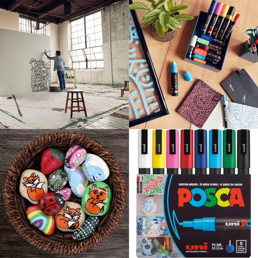 

Uni POSCA PC-3M маркеры для краски на водной основе, двусторонний тонкий наконечник 0,9-1,3 мм для художественных дизайнов, поделок и энтузиастов своими руками