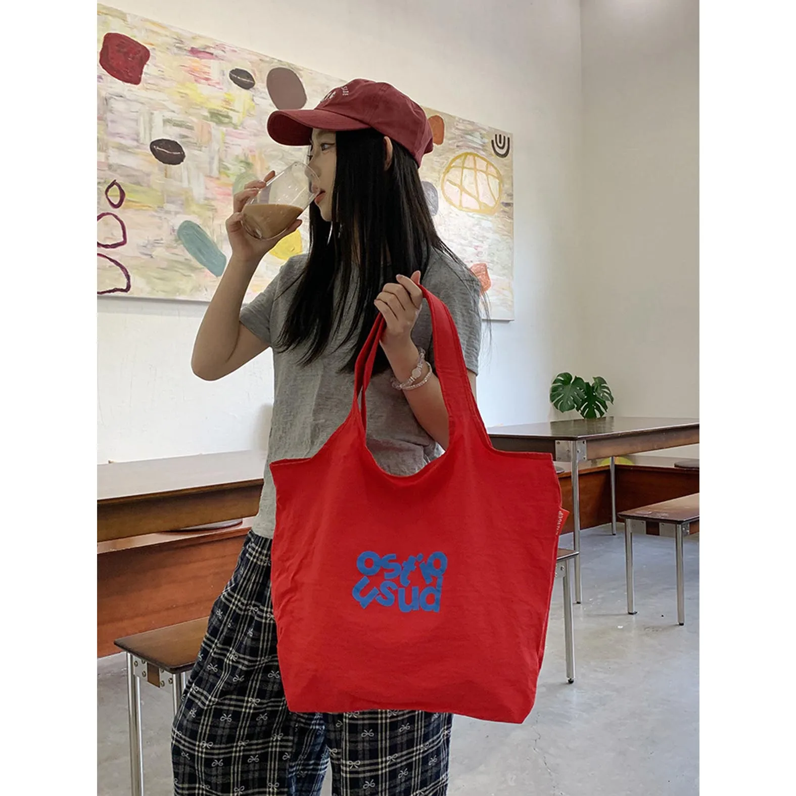 

Корейская повседневная женская сумка из нейлоновой ткани летом, легкая и в студенческом стиле, мятно-зеленая сумка-тоут, художественная и нишевая сумка