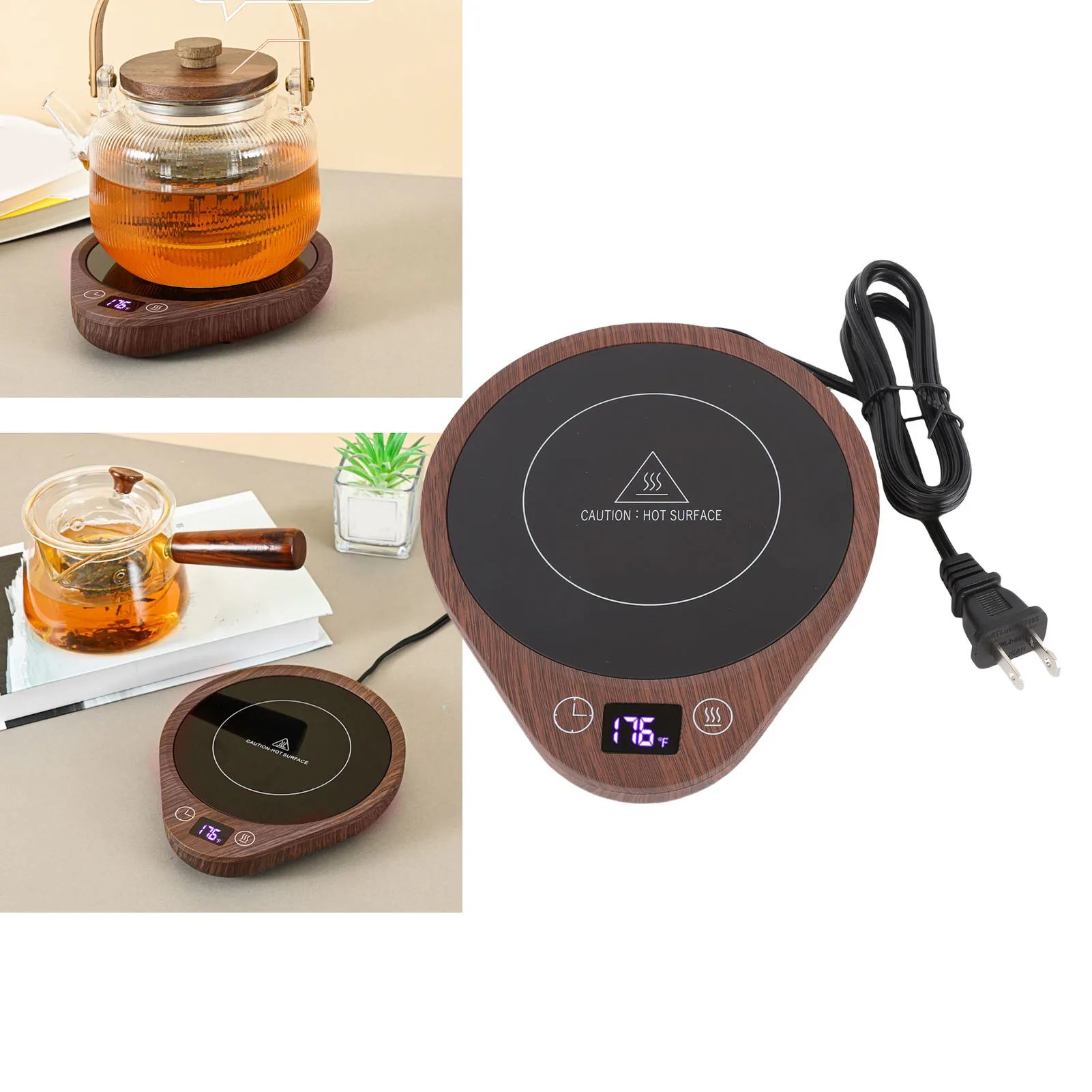 Aquecedor de canecas 36W, aquecimento uniforme rápido, 3 configurações de temperatura, aquecedor de copos com desligamento automático para café, chá, leite, cacau