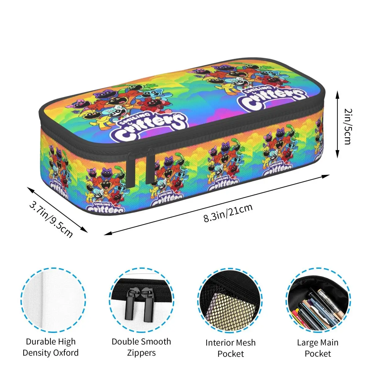 Smiling Critters Pencil Case for Boy Girl School Pen Box Pencil Bag Stationery Supplies Pen Holder Bag