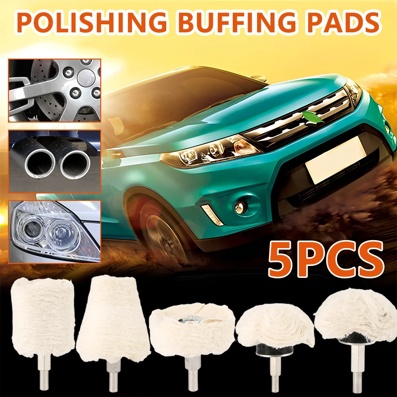 5/4Pcs Car Polishing Cone Buffing Cloth Wear Resistant Buffing Wheel Polisher Adapter Polishing Disc Car Cleaning Tool