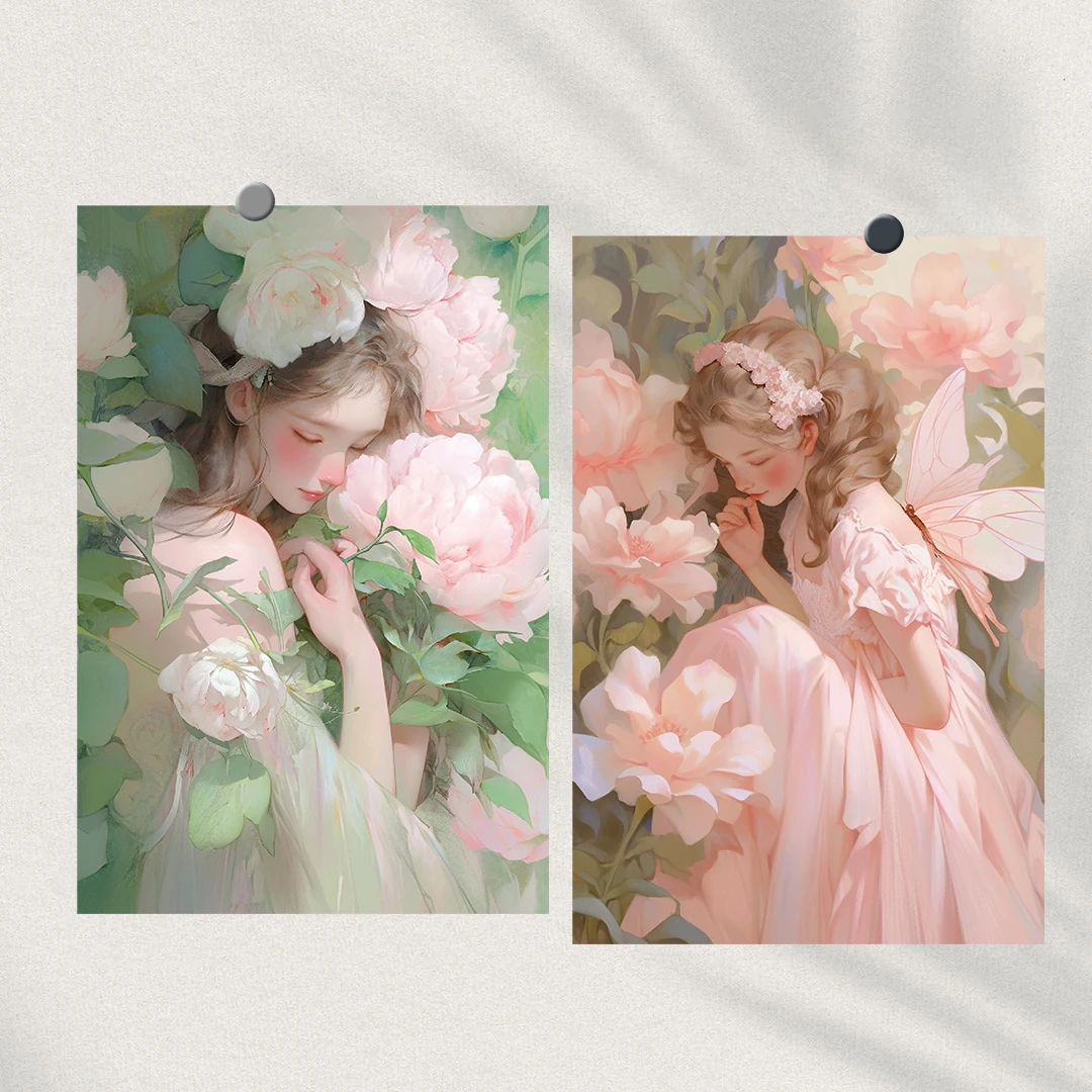 10×15CM 10PCS Flower Card  Stickers Chart Stickers Posters Aesthetic Photography Cafe Luggage Room Home Living Bed Stickers