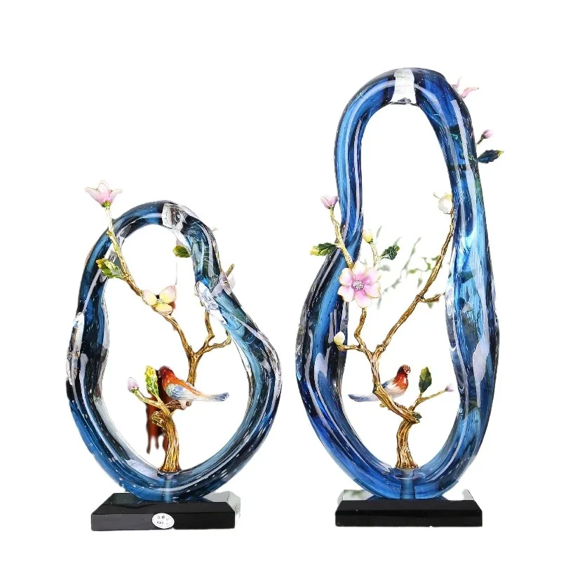 

Enamel color blue transparent streamer ornament modern irregular home model room living room desktop decoration artwork