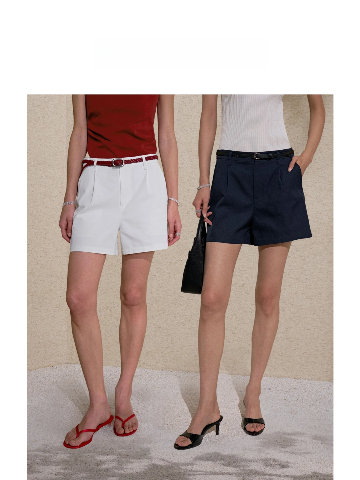 

Modern Loose Fashionable Shorts ZHIZHI Night Boat Vintage Belted Leggy Pants Commute Style Simple Pure Color Straight Leg Pants