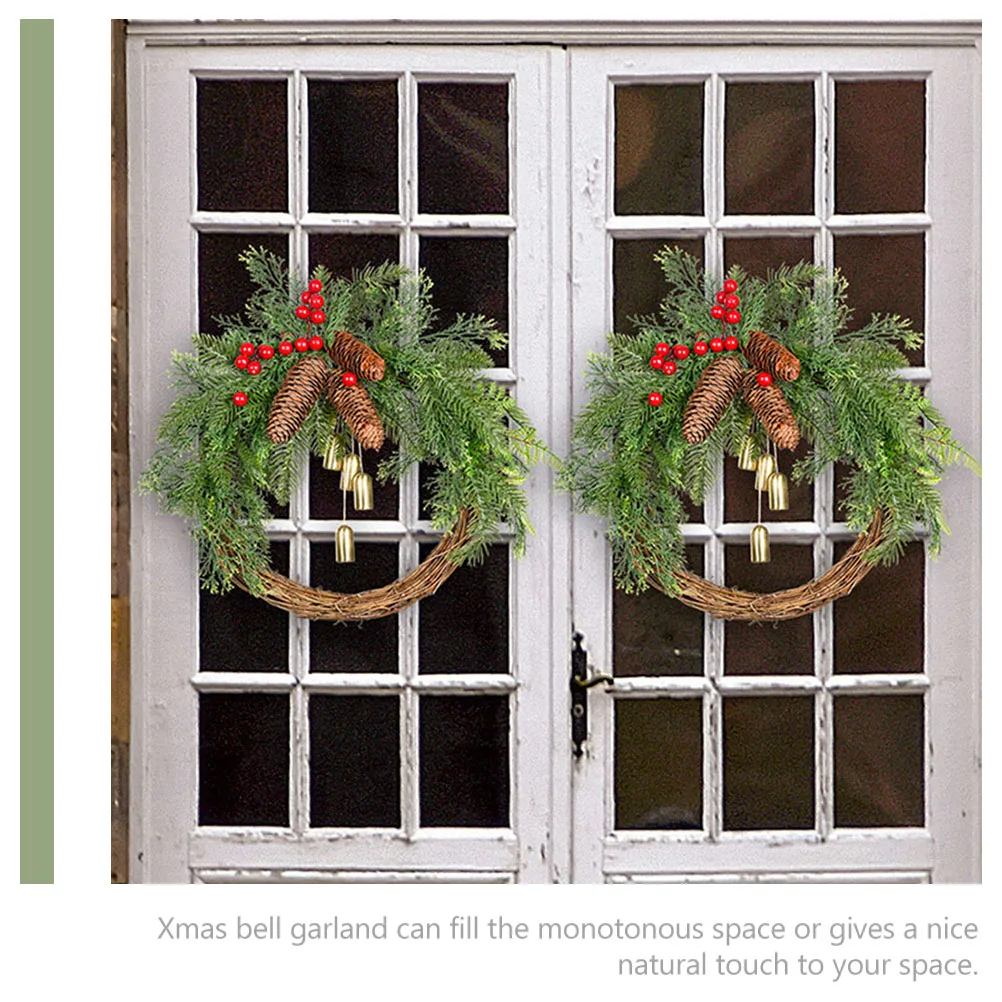 

Christmas Bell Garland Simulated Berries Hanging Wreath For Door Wall Window Xmas Decorative Pendant Festival Party
