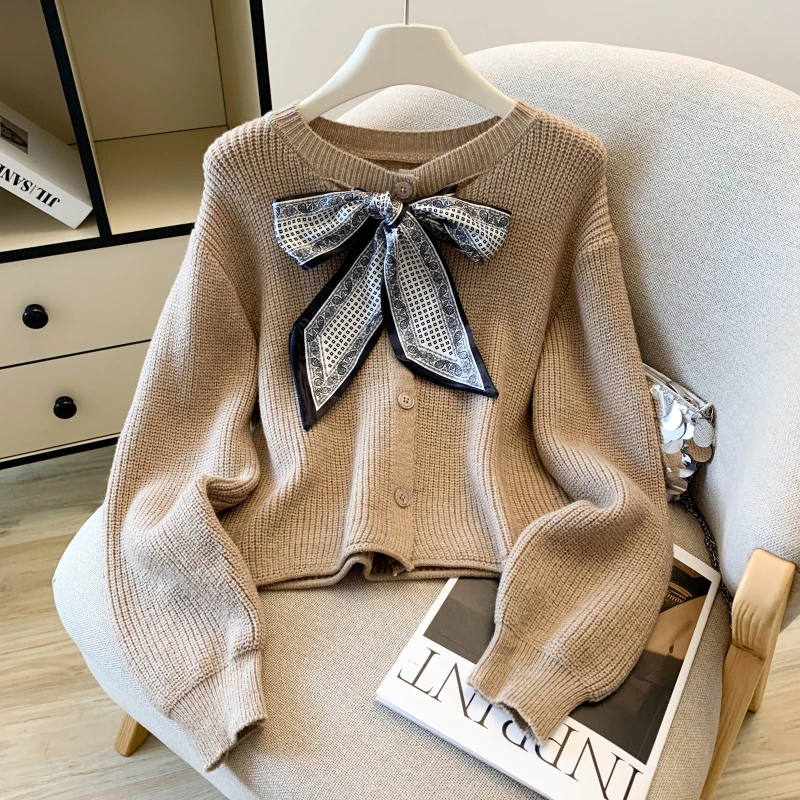 

Korean Sle Knitted Cardigan Sweater Women's Outerwear ort Length Long Sve Design Sensation Autumn Winter New Arr...