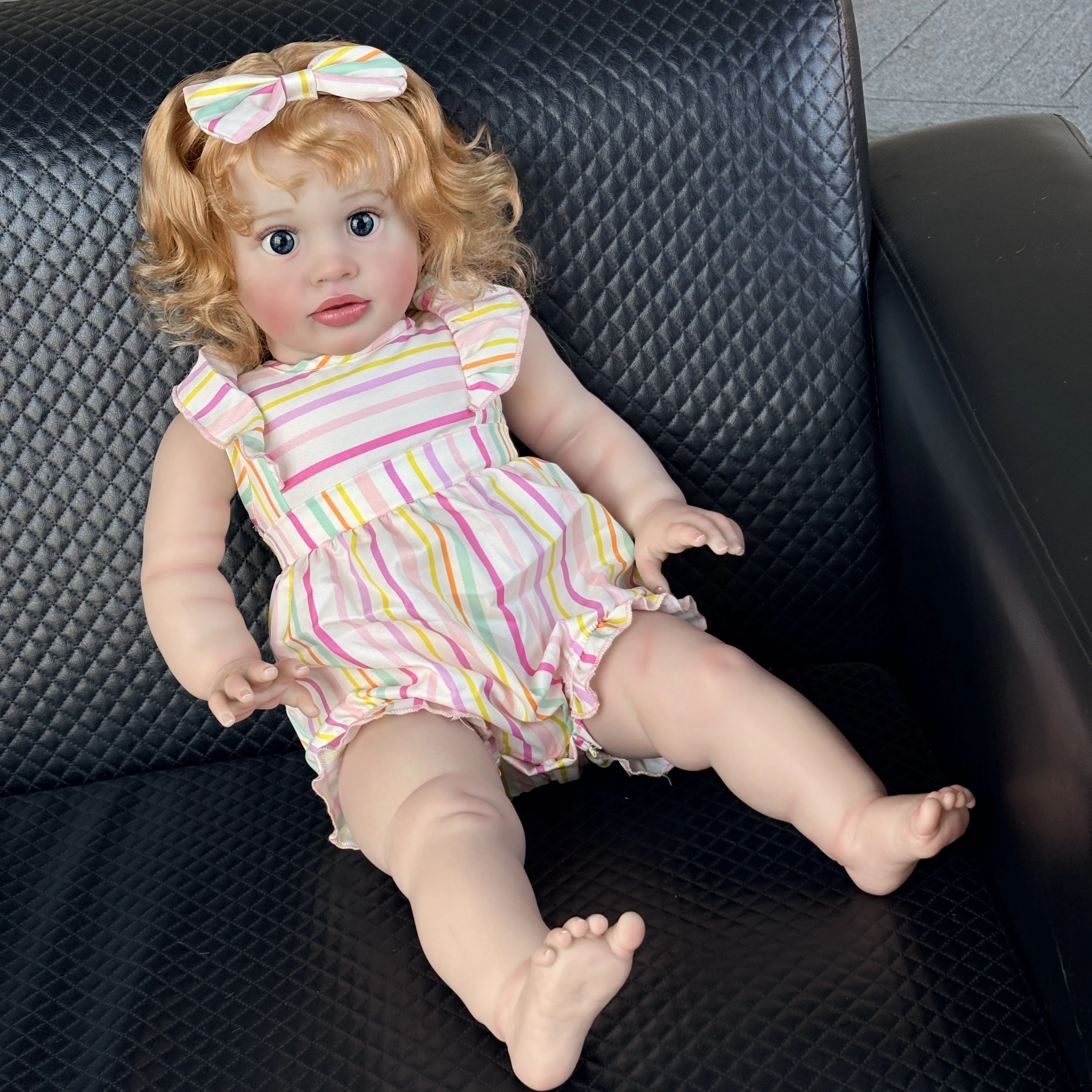 

66cm 26inch Reborn Pippa Huge Size BabyToddler Girl Lifelike Soft Touch 3D Skin with Visbile Veins Collectible Art Doll Gift