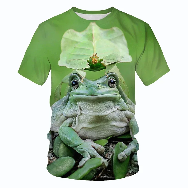 2024 Sommer neue Spaß 3d gedruckt Frosch Muster Herrenmode Kleidung T-Shirt für Männer und Frauen im Freien lässig Kinder Spor