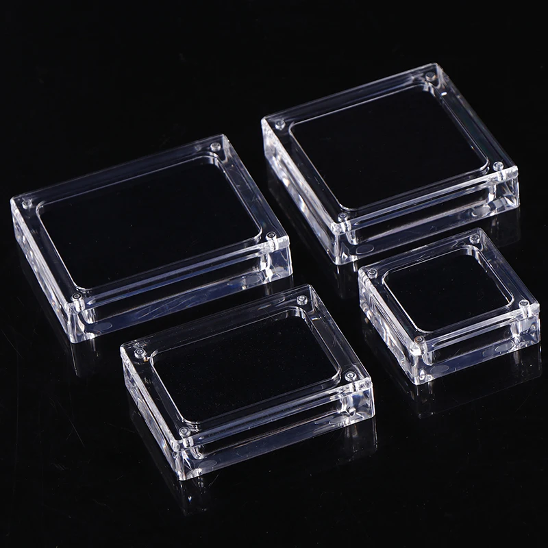 Acrylic Glass Top Gem Box Gemstone Diamond Display Stand Holder Storage Organizer Case