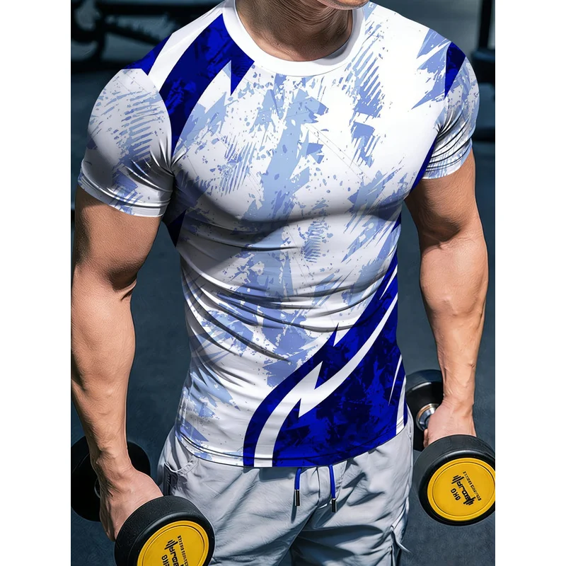 Summer men's fitness and bodybuilding workout clothes standard size high elasticity breathable quick-drying and moisture-wicking