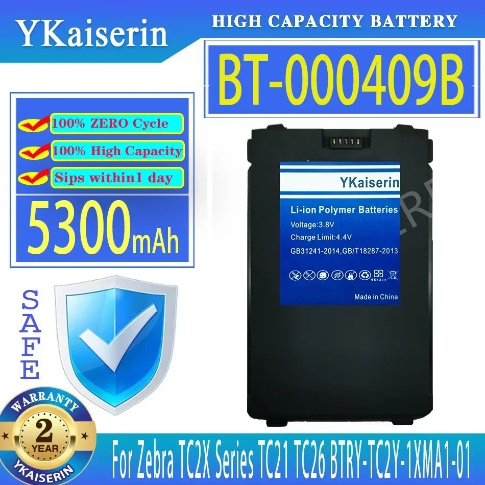 YKaiserin 3700mAh/5300mAh Replacement Battery BT-000409B BT-000409A For Zebra TC21 TC26 BTRY-TC2Y-1XMA1-01 TC2X Series Bateria