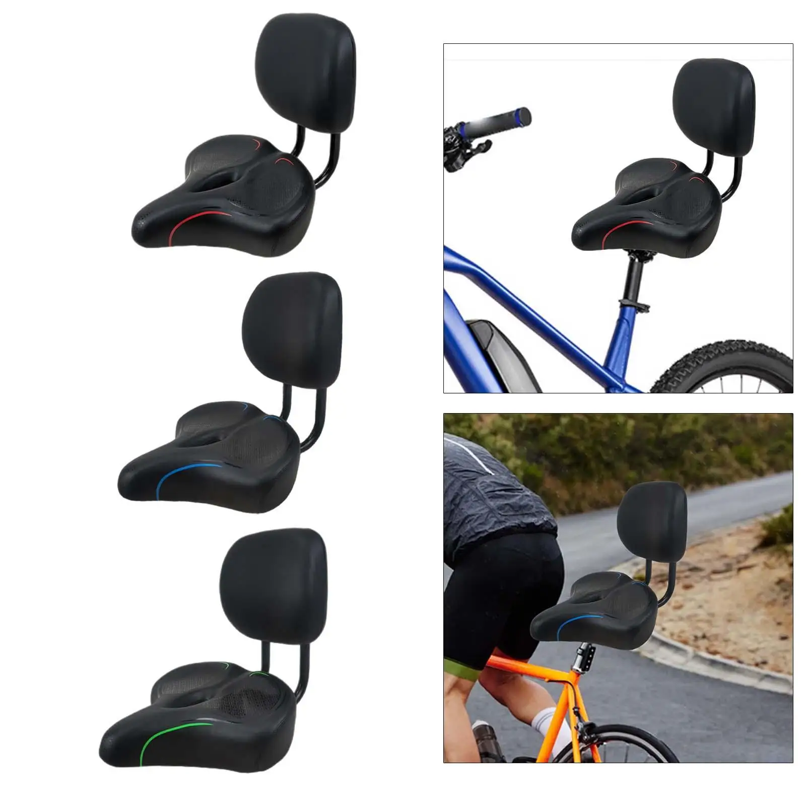 Bike Seat with Backrest Women Men Portable Height Adjustable Bicycle Saddle