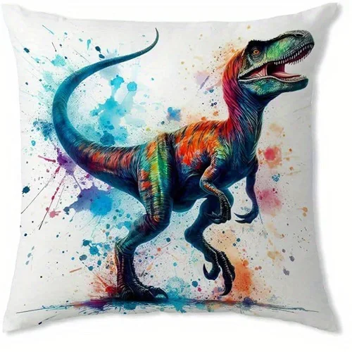 Home Decor Colorful Dinosaur Watercolor Pattern Pillow Cover Cushion Cover Suitable For Sofa Bedroom Car Pillow Cover