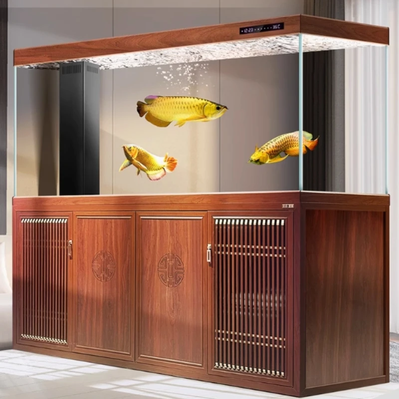 Chinese aluminum alloy arowana tank, gold crystal ultra-white glass bottom filter,High Quality