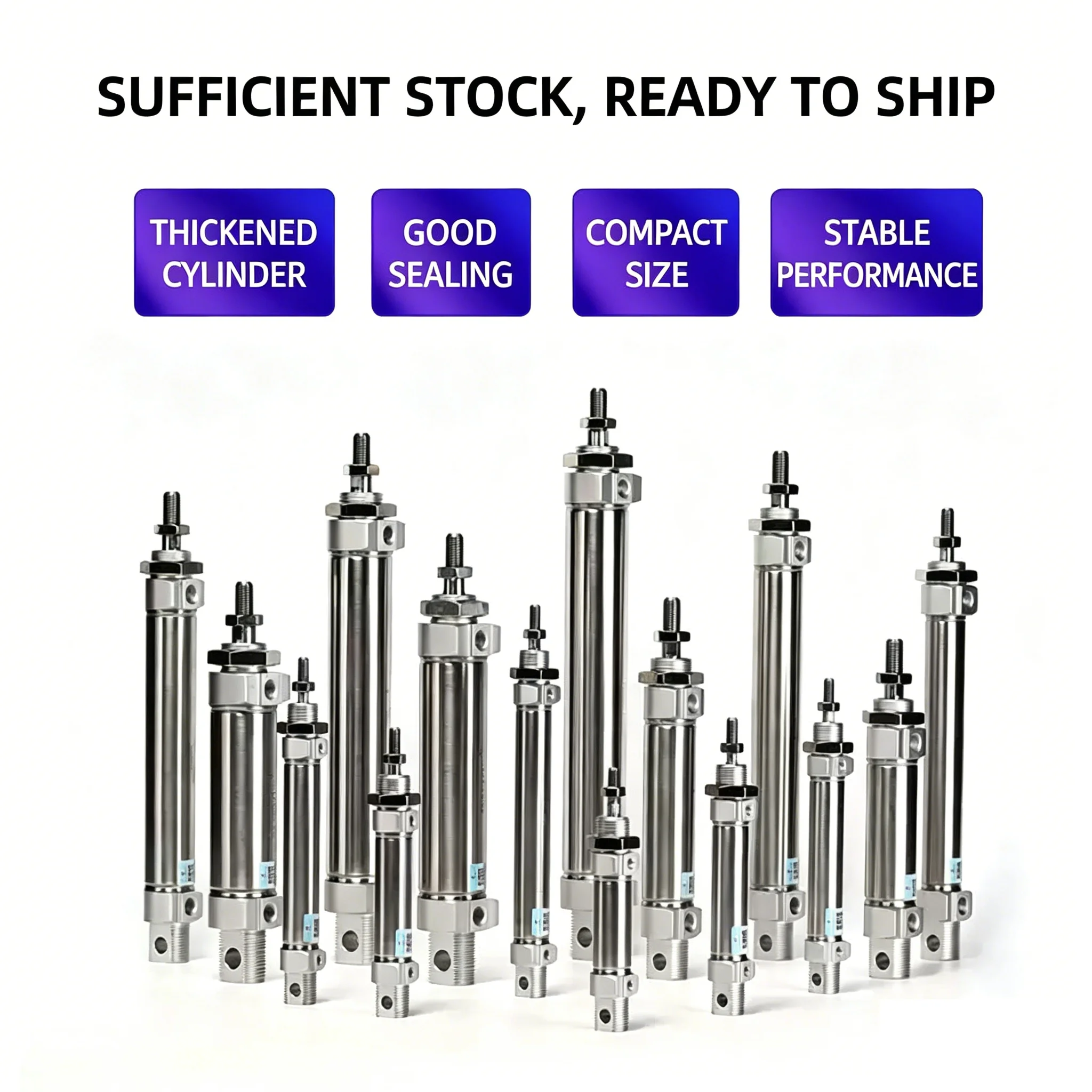 Stainless Steel Double Action MA Type With Magnet 16/20/25/32/40mm Bore 25/50/75/100/125/150/175mm stroke pneumatic cylinder