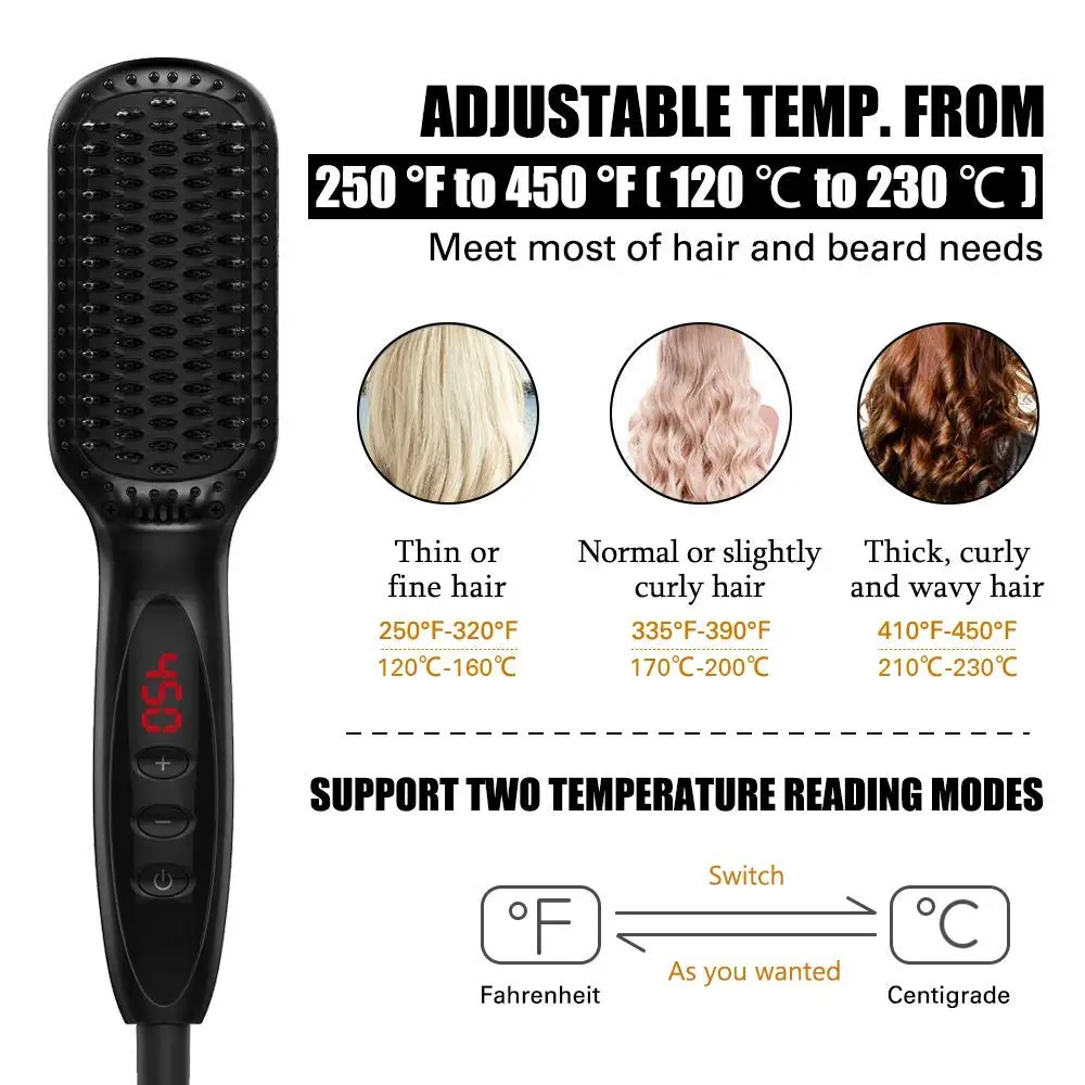 Hot Air Comb Straightener,Men's Beard Straightener, Women's Hair Straightener,3 in 1 Ionic Enhanced Straightening Brush