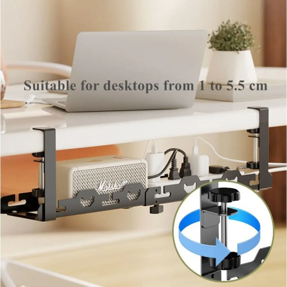 Large Space Under Desk Cable Management Tray Multipurpose Adjustable Wire Plug Power Holder Tray Carbon Steel No Drill