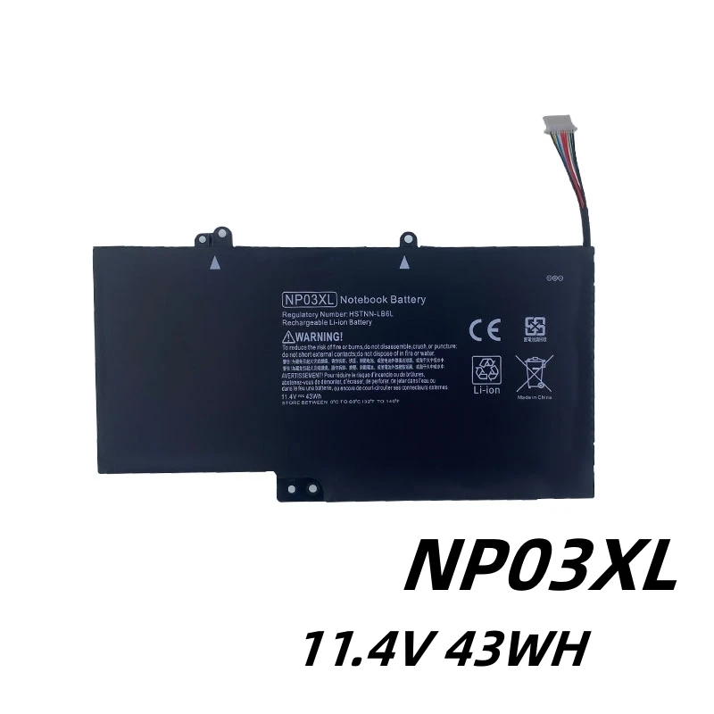 Batería de ordenador portátil NP03XL, 11,4 V, 43WH, para HP Pavilion X360, 13-A010DX, TPN-Q146, TPN-Q147, TPN-Q148, 760944-421, 15-U010DX