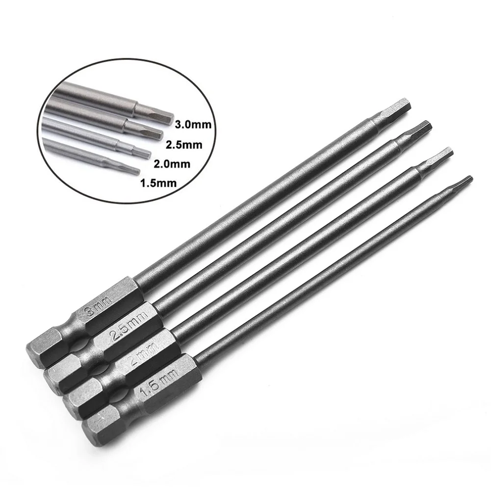 4Pcs Hex Shank Magnetic Head Screw Driver Screwdriver Bit 1.5/2.0/2.5/3.0mm Security Drill Magnetic Bit Torx Screwdriver