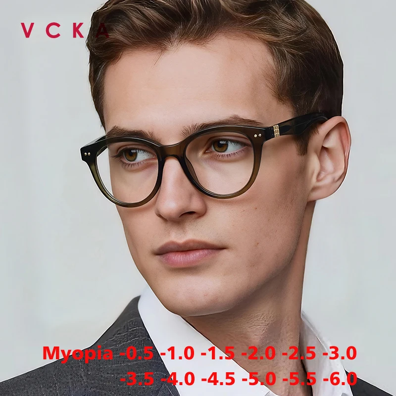 

VCKA мужские модные очки для близорукости TR90 женские высококачественные компьютерные очки в оправе с защитой от синего света очки по рецепту -0,50 до-1,0