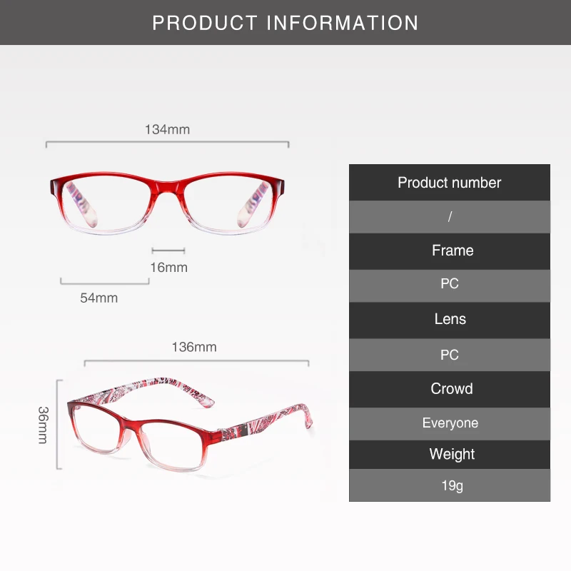 Neue Frauen Lesebrille Vintage Druck Brillen Rahmen Optische Computer Presbyopie Brillen + 1,0 + 1,5 + 2,0 + 2,5 – Detail 1