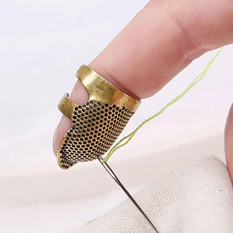 2Sizes Sewing Thimble Hand-Working Sewing Thimble Finger Protector Metal Finger Shield Ring Needlework Fingertip DIY Sewing Tool