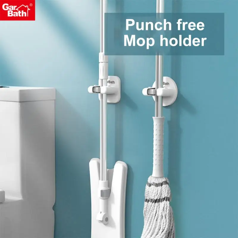 Traceless Mop Rack Hook Toilet Hole Free Mop Hook Wall Mounted Broom Holder Mop Holder Simple Useful Household Supply