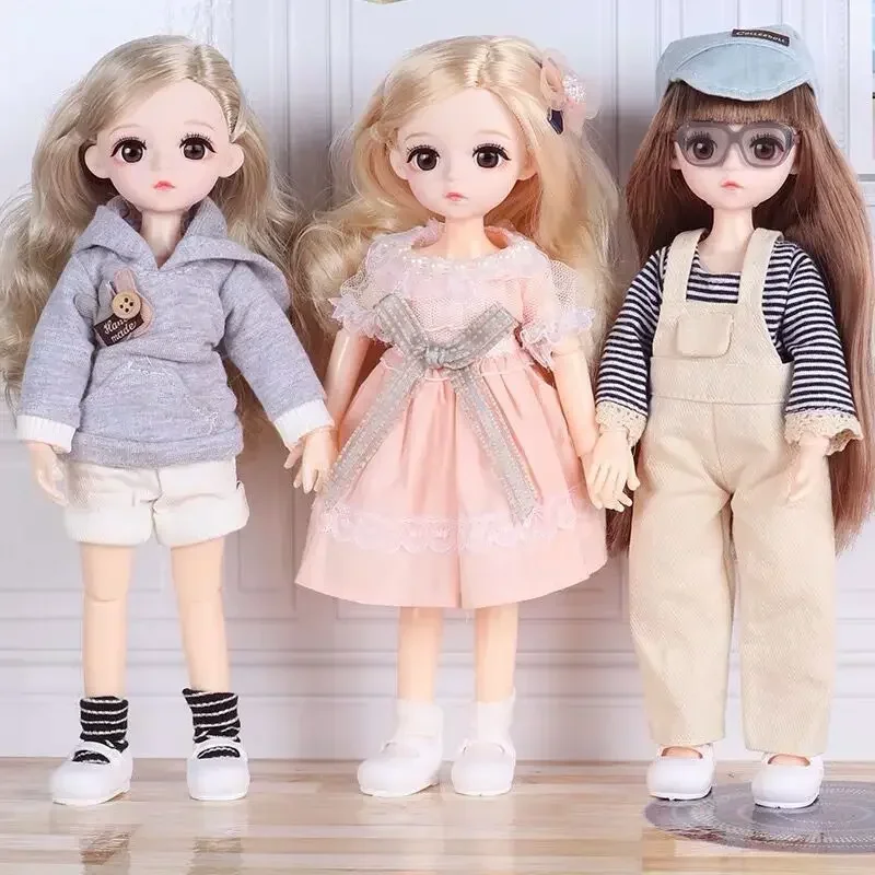 10 Inch 15 Movable Joints BJD Dolls with Fashion Dress 26cm 1/6 Brown Eyeball Artificial Eyelashes  for Girls Gift Toy