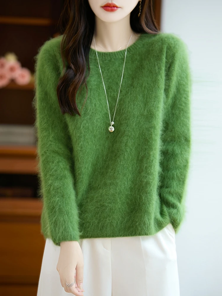 High Quality 100% Merino Wool Women Sweater Autumn Winter Female Elegant Knitwear Pullover Luxury Long Sleeve O-Neck Clothes Top