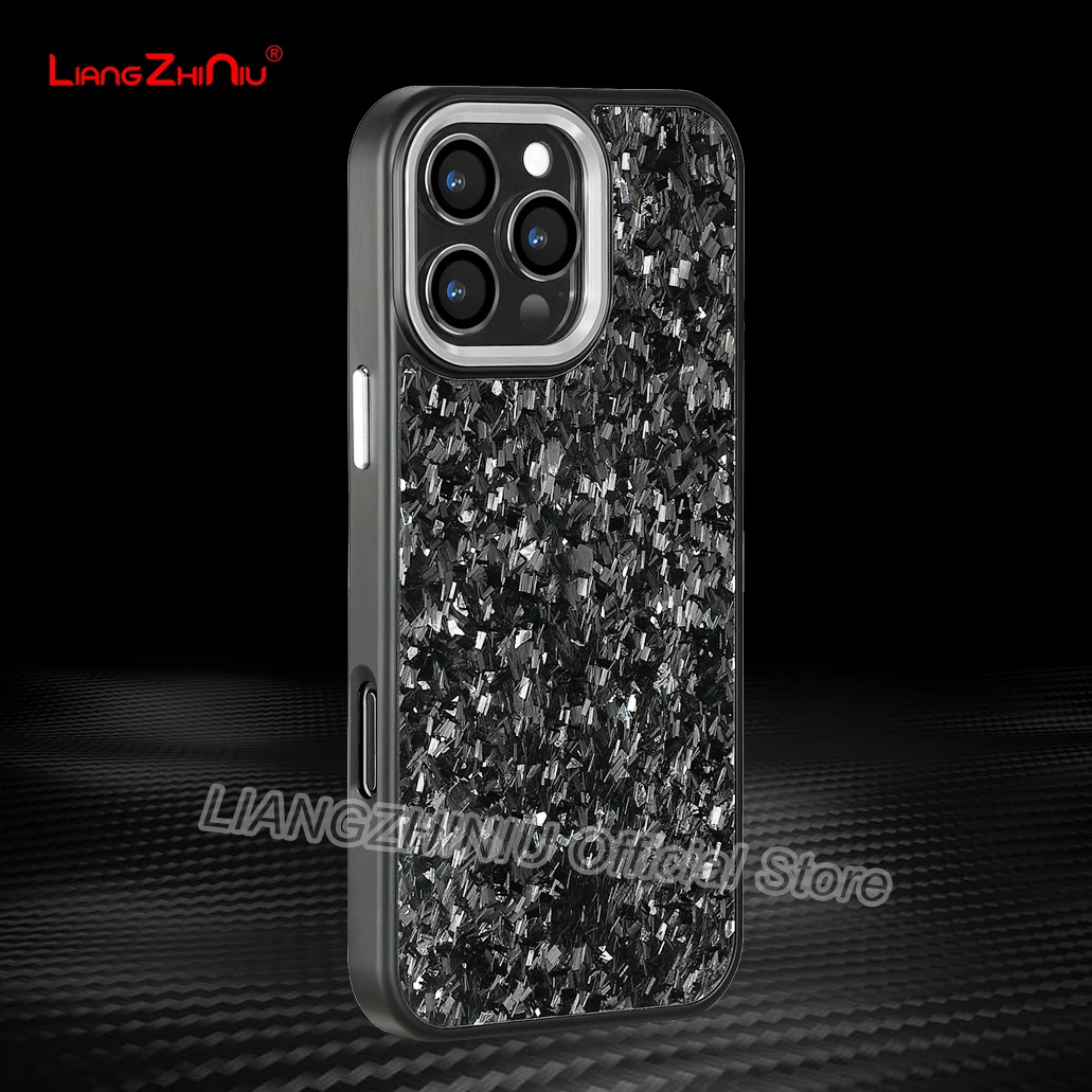 

Магнитное притяжение из настоящего углеродного волокна для Iphone 16 Pro Max/15/14/13/12 Magsafe, зарядка, кованая металлическая рамка для линз из углеродного волокна