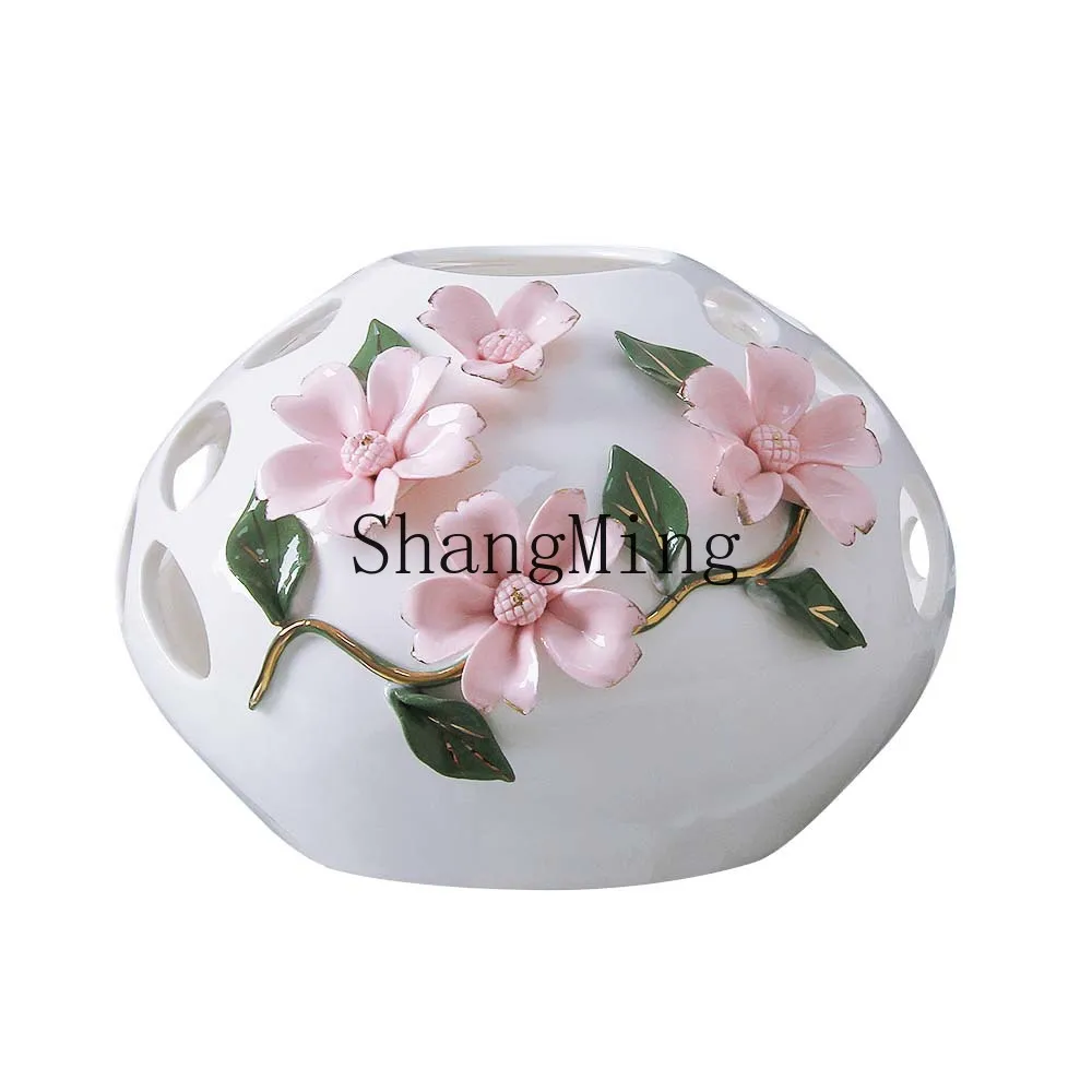

DSA Home Furnishing Entrance Ceramic Vase Ornament Homestay Porcelain Hand Pinch Flower Ornament Creative Flower Ware